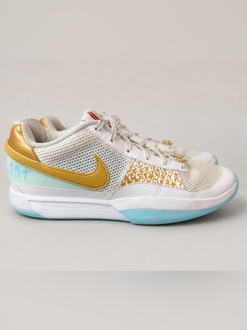 Nike Ja 1 Chinese New Year CNY Men Size 14 FV1290-100 White Blue Sneaker Used